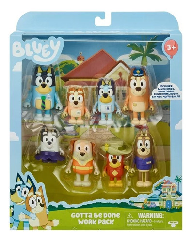 Bluey Set 8 Figuras Bluey Y Sus Amigos Profesiones