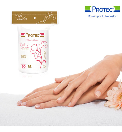 Pads Faciales Jumbo De Algodón 50 Pzs Marca Protec Pack De 3