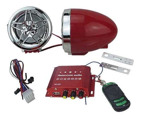 Radio E06 Con Mp3, Con Bluetooth Para Moto (622) Rojo 