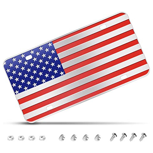 Placa De Matrícula De Bandera Estadounidense, Placa De...