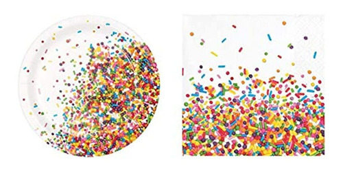 Confeti Sprinkles Platos De Postre (16) Y Servilletas De Beb