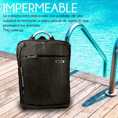 Mochila Impermeable Laptop Puerto Usb Escolar Portátil Viaje Color Marrón Diseño de la tela Liso