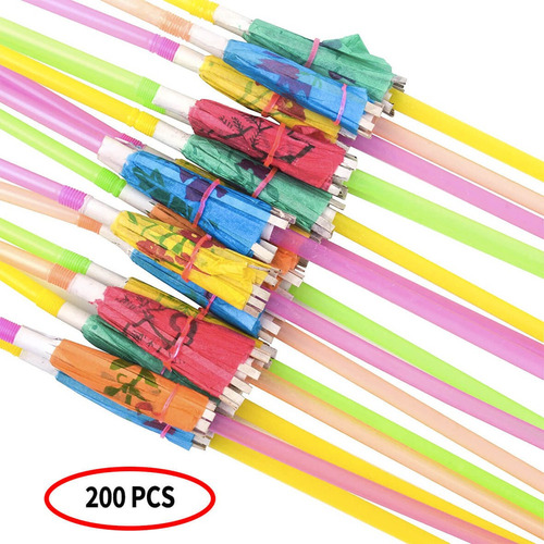 Va 200 Popotes Carton Decorados Sombrilla Fiesta Albercav