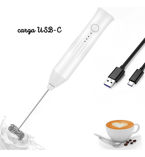 Espumador Batidor Mesclador De Leche Cafe Electrico Crema Blanco