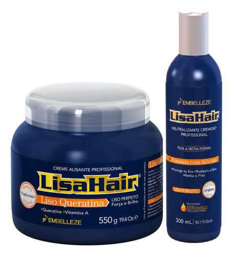 Combo Alisante + Neutralizan Lisahair Embelleze  2 Produtos