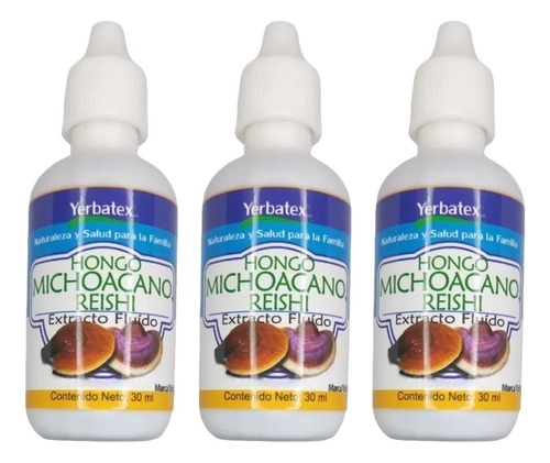 3 Extractos De Hongo Michoacano ( Reishi ) En Gotas 30ml