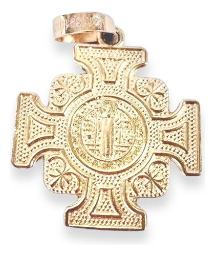 Dije Cruz De Malta San Benito Puntitos 1.8 Cm De Oro 10k 