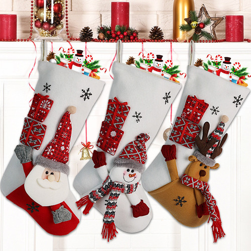 Djjdjj3pcs Calcetín Navideño Bolsa De Regalo Adornos Navideñ