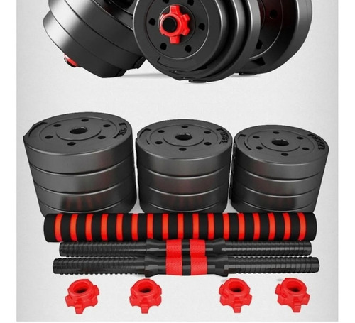 Imagen 2 de 5 de Set De Mancuernas Unibles De 30kg Con Barra De Extension.