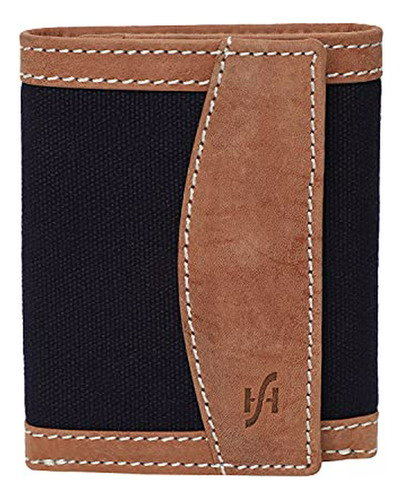 Billetera Trifold Hombre Rfid Starhide Brown Blue.