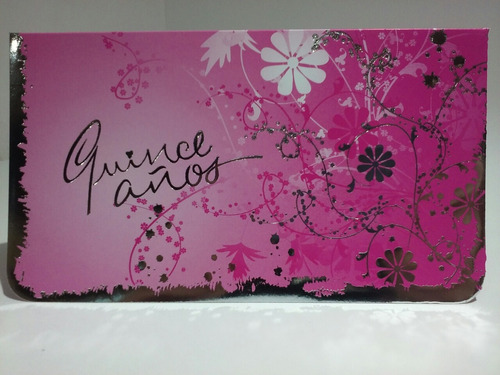 Tarjetas Invitacion 15 Años - Modelo Flor Plata Fucisa X 30