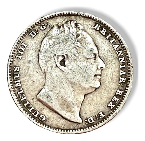 Moneda De Plata Gran Bretaña De 6 Pence Año 1834 William Iv (Usado)