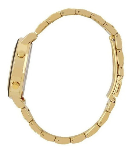 Relógio Feminino Digital Dourado Preto Aço Metal Bj3059ac/4p