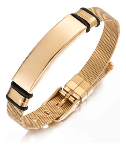 Pulsera Ajustable Tipo Reloj Placa De Acero Personalizado