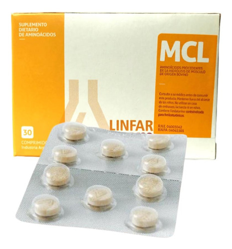 Suplemento en comprimidos Linfar  Peptonum MCL peptonas en caja 30 un