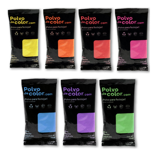 Shot Basic Kit - 7pzs Polvo De Color Polvo Holi Fluorescente