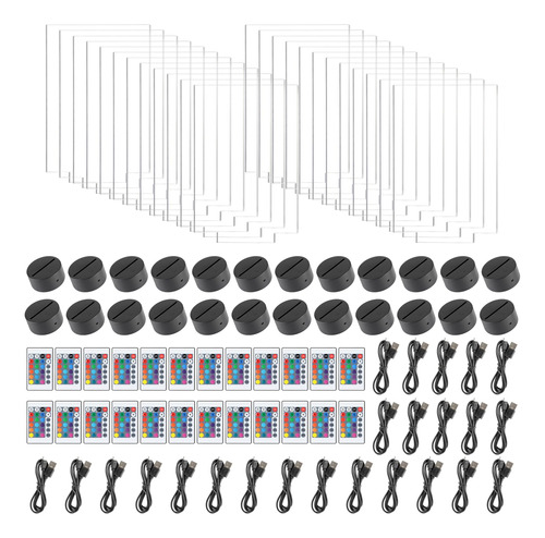 Paquete 24 Bases Lámpara Led Nocturna 3d Ajustable Colores