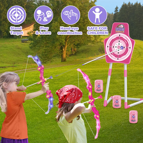 Set Tiro Con Arco Iluminado Para Niñas De 5 A 10 Años 2 Arco