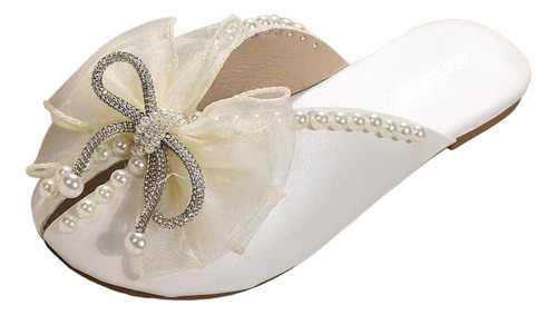 A*gift Zapatos De Mula Con Lazo De Diamantes De Imitación,