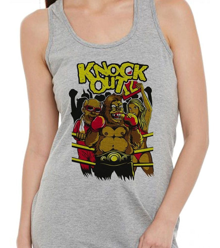 Musculosa Knock Out Gorilla Boxeador En El Ring