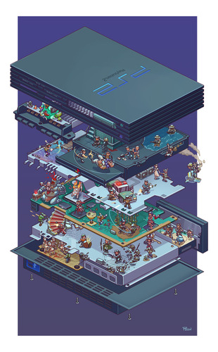Pôster Decorativo Playstation 2 Console 50cm X 70cm Sem Dobras