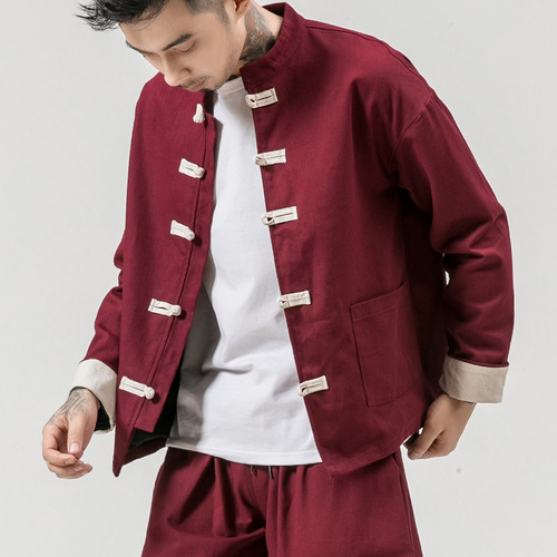 Men Asian Tang Suit Gradient Shirt Jacket Men Shirt Jacket