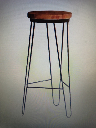 Banqueta/taburete De Hierro Y Madera Sin Respaldo Mate Negro