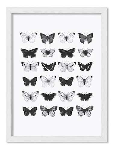 Cuadros Para La Casa 30x40 Chato Blanco Mariposas