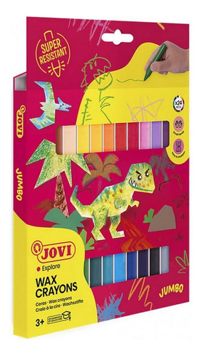 Set De 24 Crayones Cera Jumbo De Colores Jovi