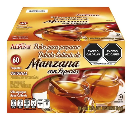 Alpine Té Bebida Caliente De Manzana Con Especias 60 Sobres