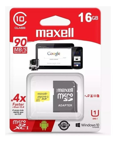Tarjeta Memoria Micro Sd Sd 16gb Maxell Clase 10 Original