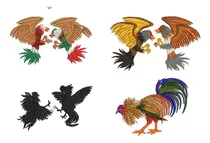 Comprar Matrices Maquina Bordadora Pack De Gallos De Pelea Pes Jef