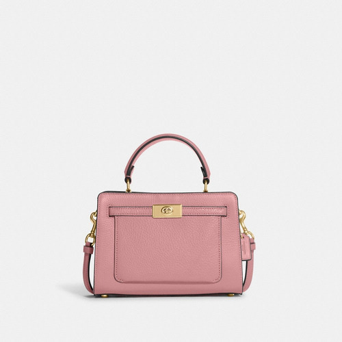 Coach Mini Lane Top Handle In Gold/true Pink C8320