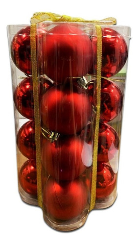 Bolas De Navidad 5cm Adornos Navideños Pack X16 Pettish Color Rojo