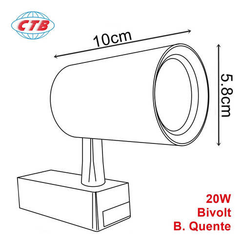 Spot Led Para Trilho Eletrificado Branco 20w Quente 3000k 110v/220v