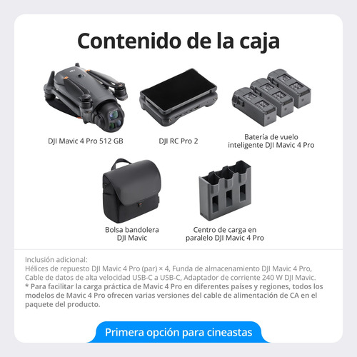 Dji Mavic 4 Pro, Pack Creadores (rc 2 Pro), Dron Tricámara Negro