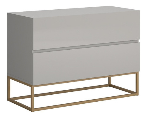 Mesa Cabeceira Eros Off White 60cm Pés De Ferro Dourado Cor Off White/dourado Start Home Shop