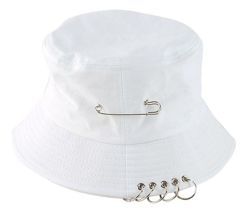 Elegante Sombrero De Pescador Blanco Con Adornos De Alfilere