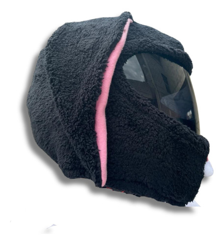 Funda Peluche De Conejo Negro Para Casco Motocicleta 