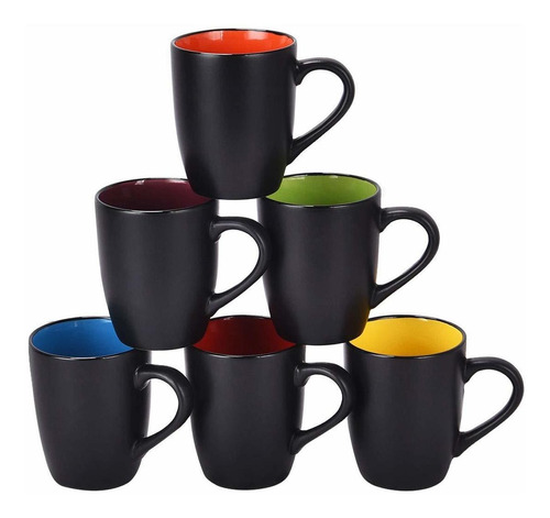 Tazas De Café De Cerámica De 16 Oz Juego De 6 Negras Y Grand