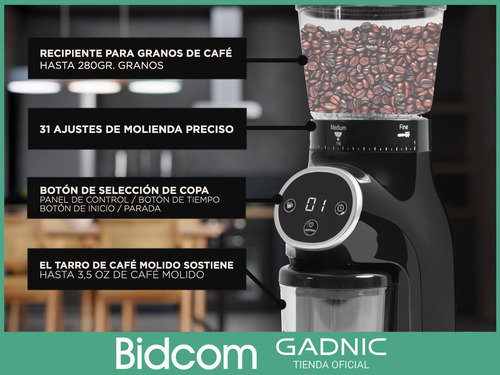 Imagen 6 de 10 de Molinillo De Cafe Electrico Profesional Gadnic 2 En 1