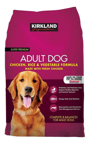Alimento Kirkland Signature Super Premium para perro adulto sabor pollo, arroz y vegetales en bolsa de 18kg