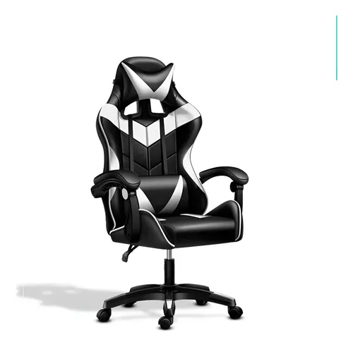 Cadeira Gamer Omega Ot-oc1a Preta Ergonômica Couro Sintético Branco