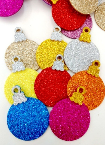 Aplique Bola De Natal Em Eva Com Glitter ( 50 Unidades) | MercadoLivre