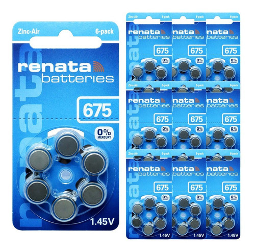 60 Pilhas Baterias 675 Renata - 10 Cartelas