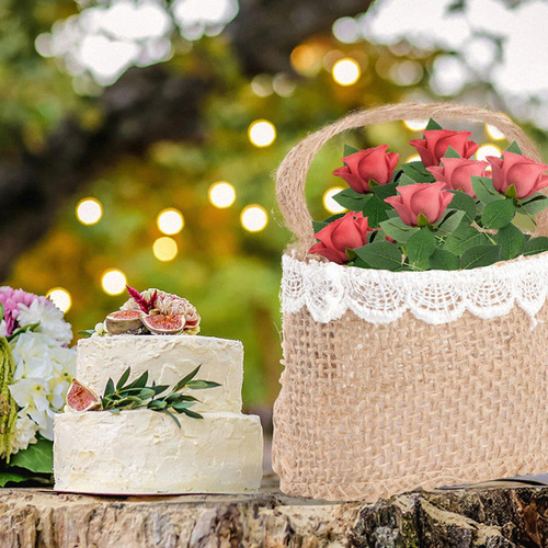 Nuevo 5x Cesta De Flores De Boda Bolsa De Regalo De Dulces