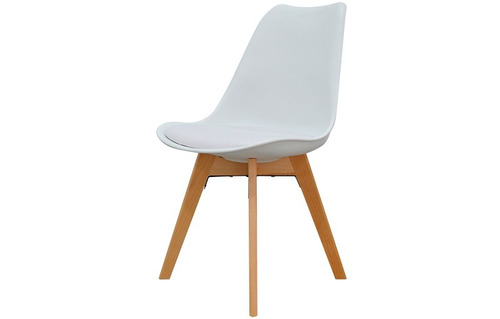 Silla Eames Plástico Pp Y Asiento Tapizado - Isabella Blanca