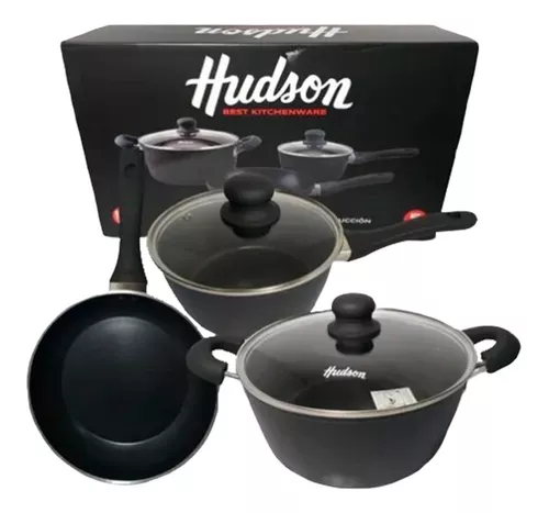 Set Bateria Cocina 5pz Aluminio Forjado Hudson Induccion