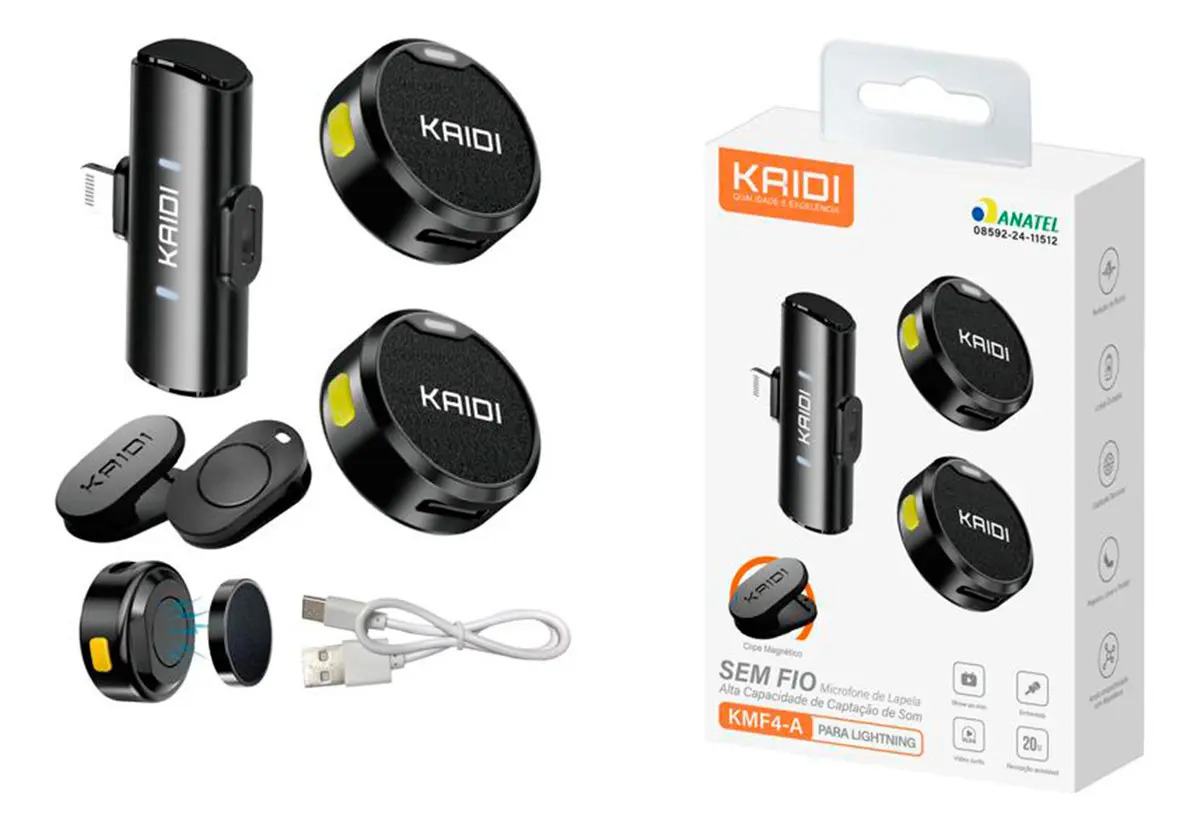 Microfone Sem Fio Lapela Kaidi Kmf4-A Imã Duplo Anti Ruído para - foto 5