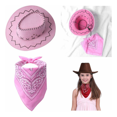 Sombreros Gamuza Para Adultos + Pañoleta Vaquero Disfraz